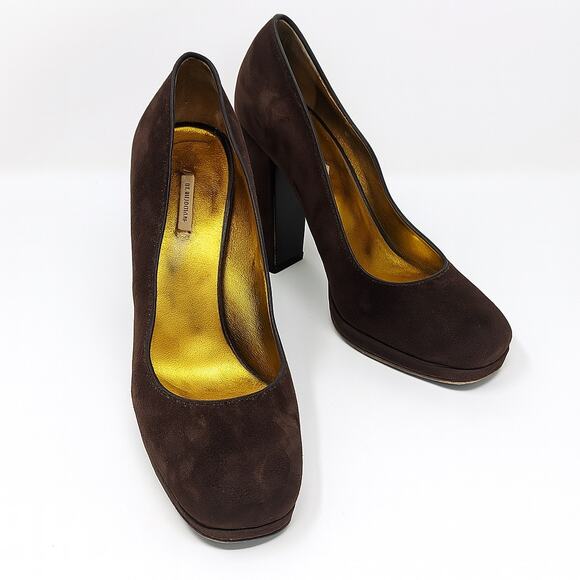 MIU MIU Chocolate Brown Suede Pumps Heels - Picture 2 of 11